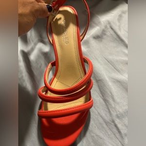 Orange square heel sandal